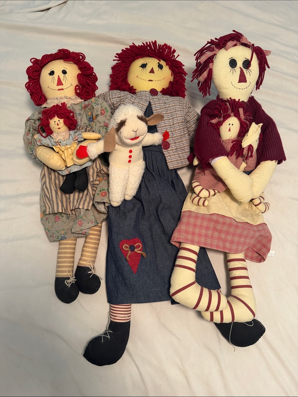 Vintage Raggedy Ann Style Dolls Set of 4
